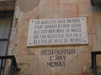 Placa casa natal del Beat Bonaventura